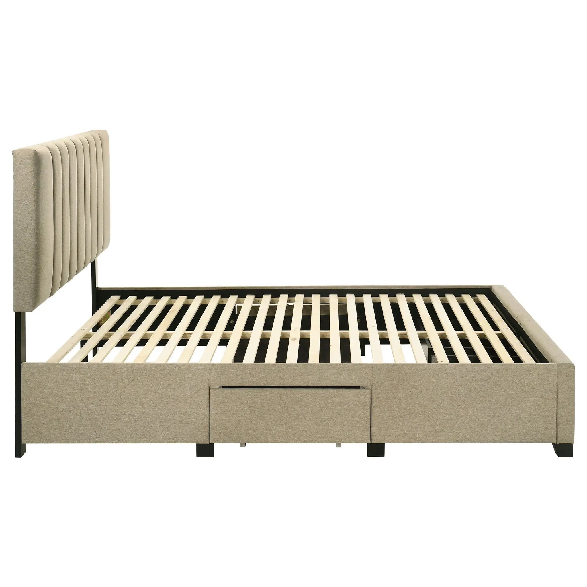 Wheatland 4-drawer Upholstered Queen Storage Bed Light Brown by Unique Piece Furniture