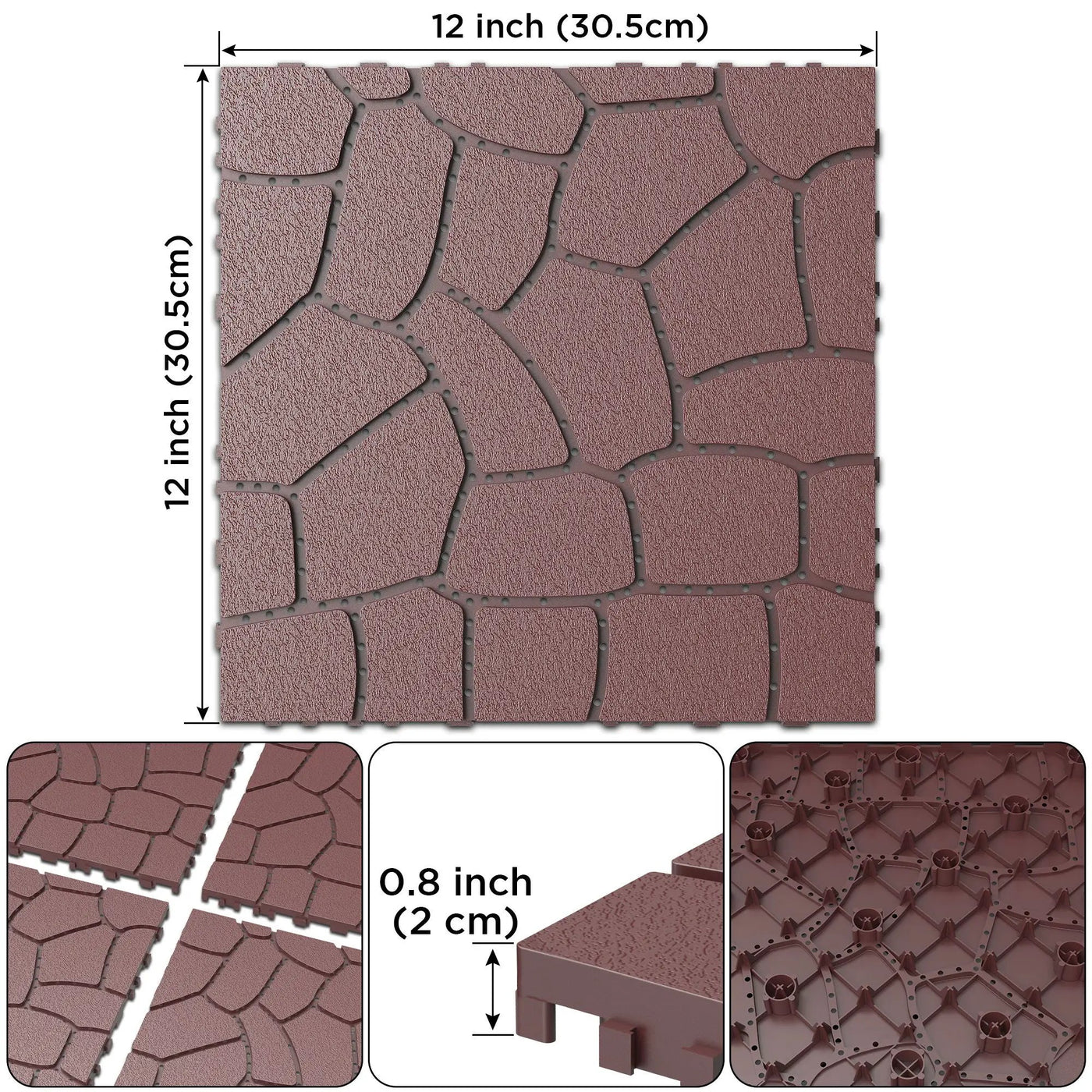New Stone Texture Patio Deck Tiles, Diy Interlocking Floor Tiles, Easy Installation by HouseOfZazla