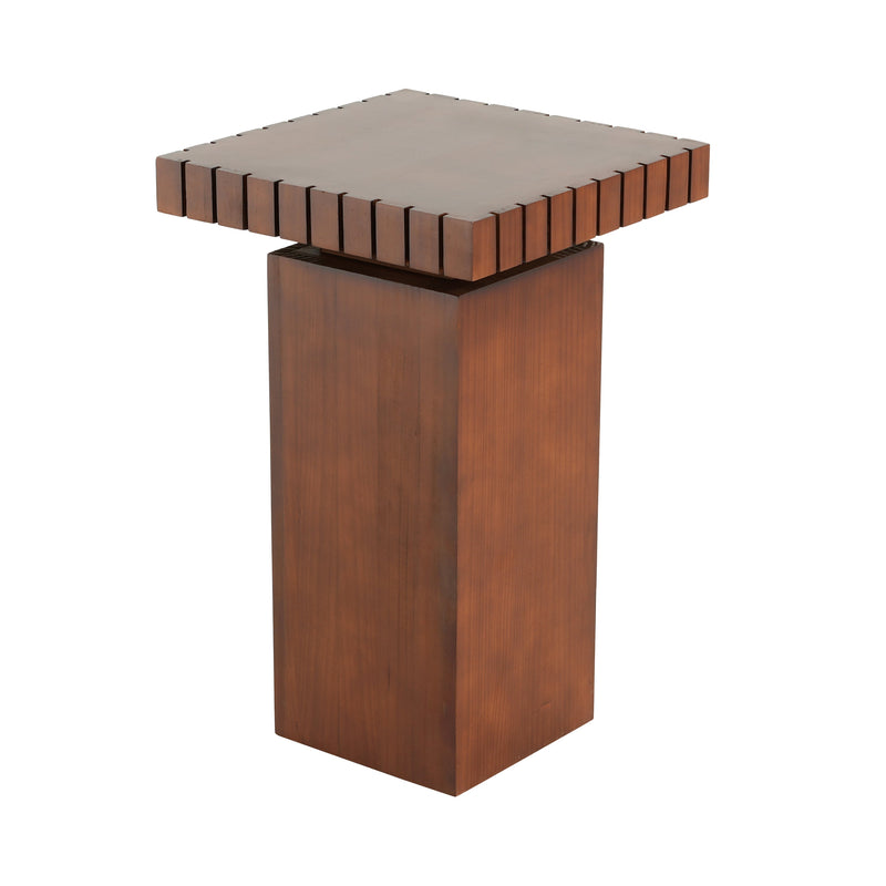 Walnut Wood Square End Table with Pedestal Base - Walnut, photo 7 of 10