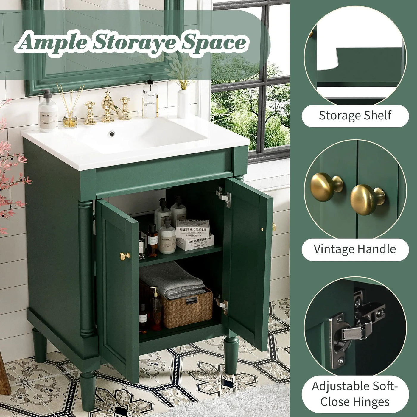 Bathroom Vanity With Top Sink, 2 Tier Storage Cabinet by HouseOfZazla