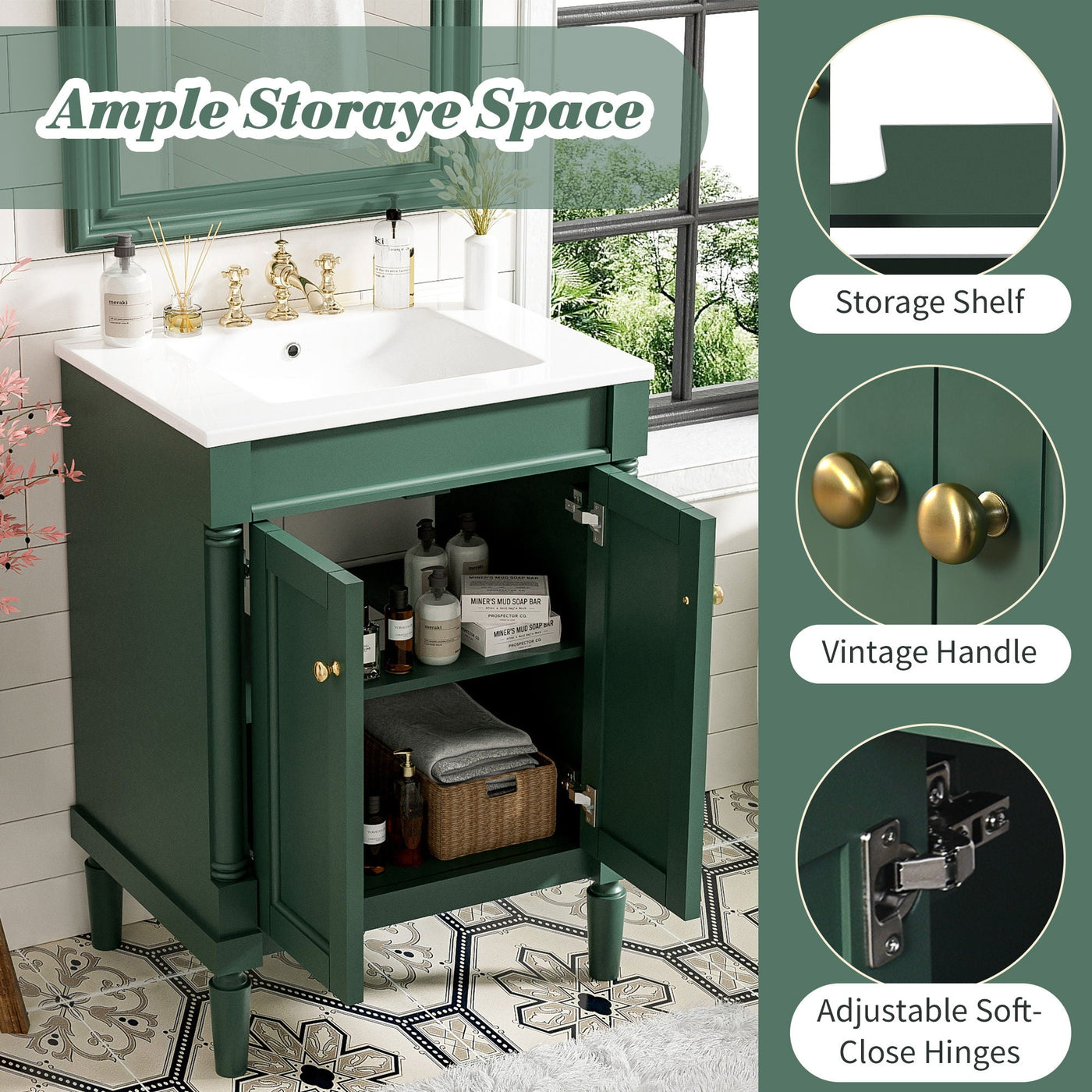 Bathroom Vanity With Top Sink, 2 Tier Storage Cabinet by Unique Piece Furniture