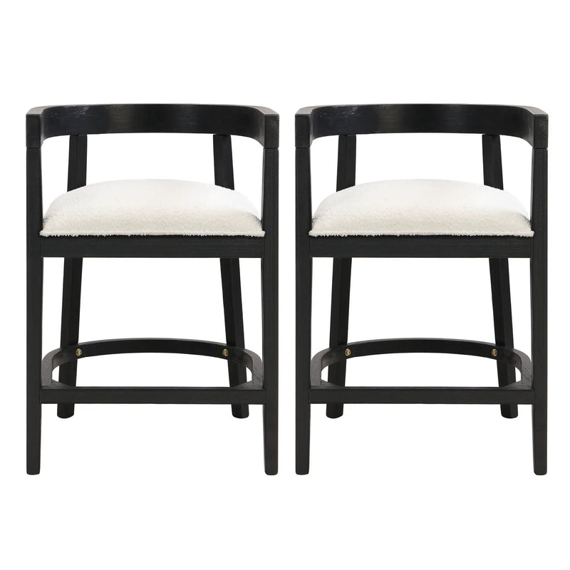 Modern Rubberwood Counter Stool Set With Upholstered Seats by HouseOfZazla