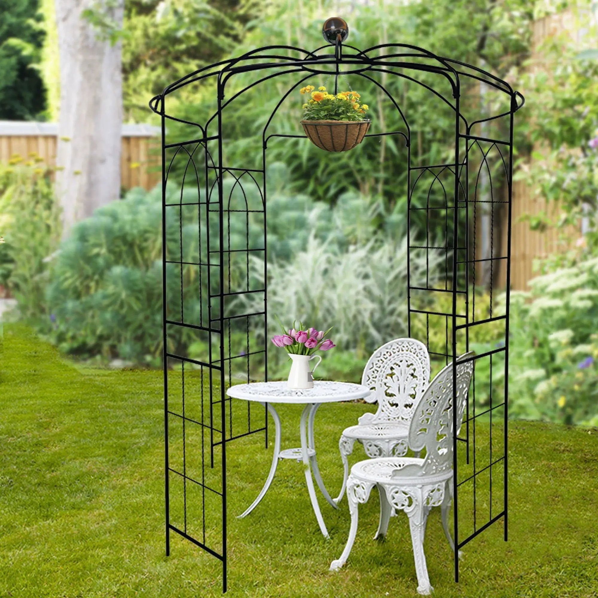 Metal Garden Arch Iron Garden Arbors Gazebo Dia High Birdcage Shape Pergola Pavilion For Wedding Ceremony by HouseOfZazla