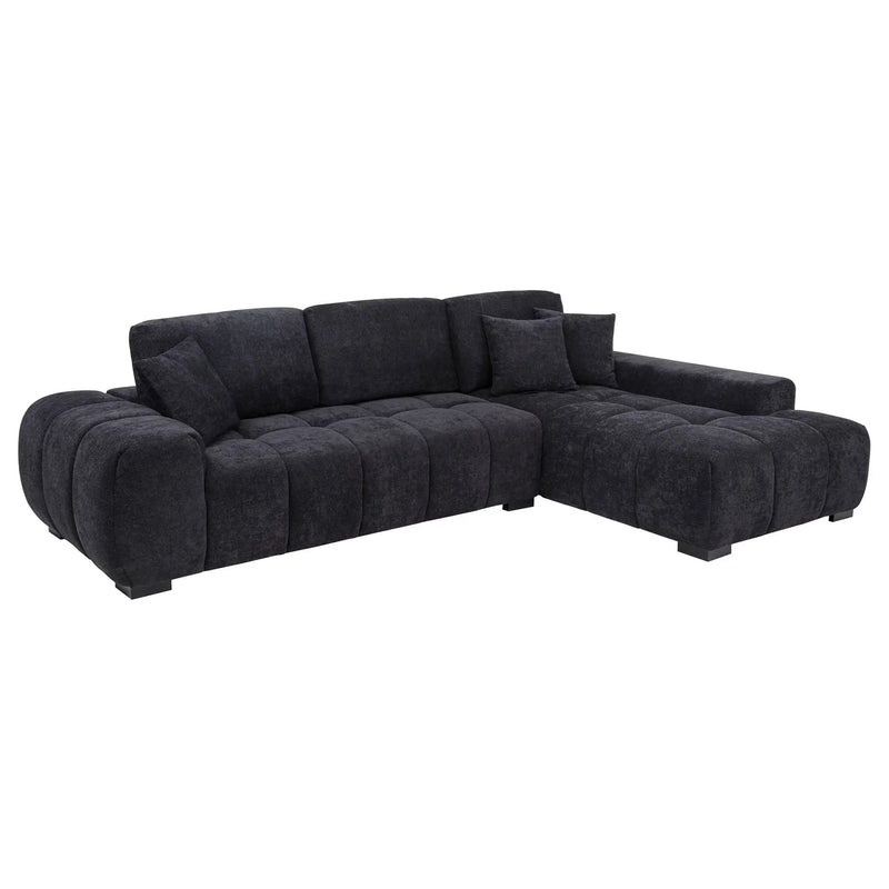 Octavia Upholstered Sectional Chaise Sofa Black by Unique Piece Furniture