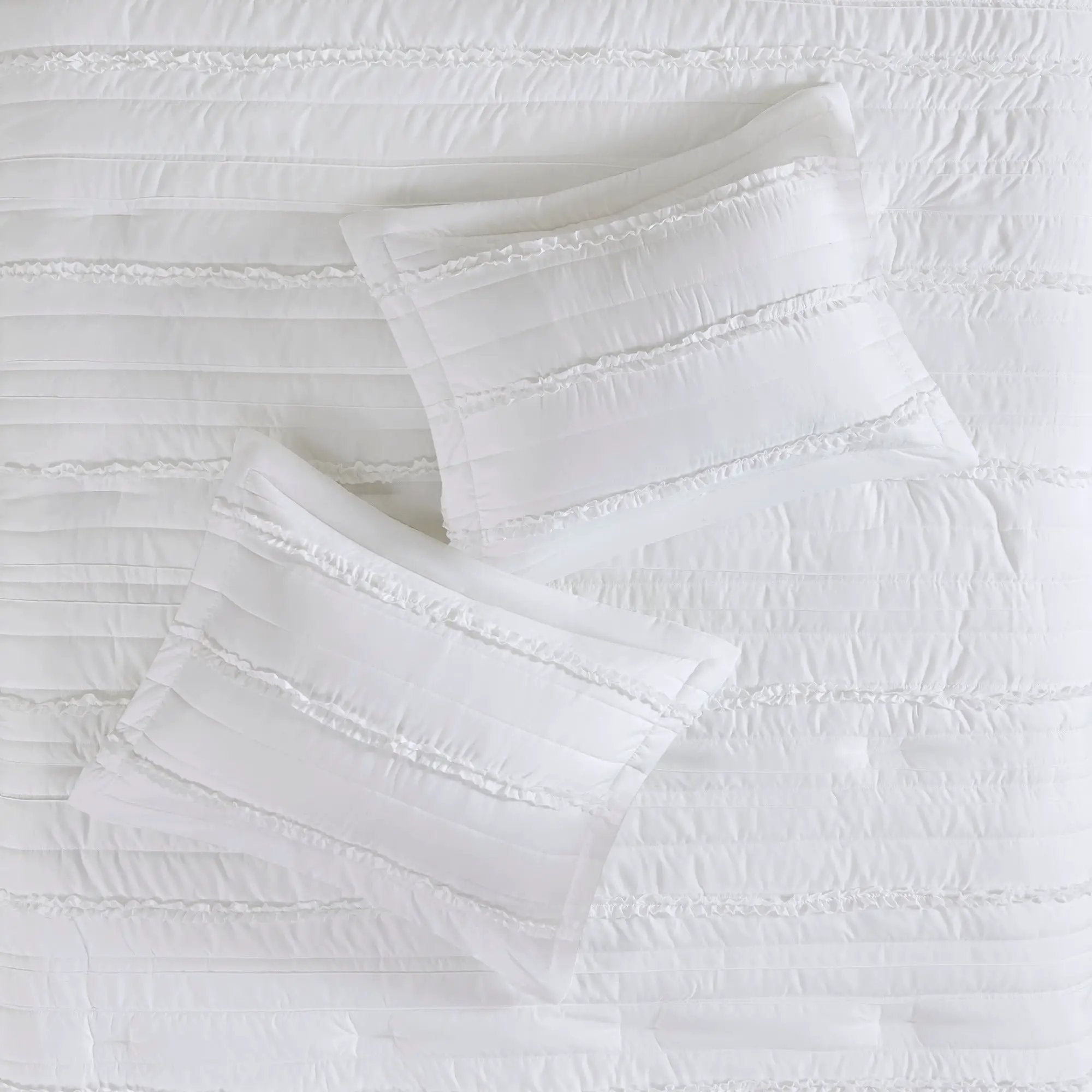5 Piece Microfiber Ruffled Comforter Set - White California King by HouseOfZazla