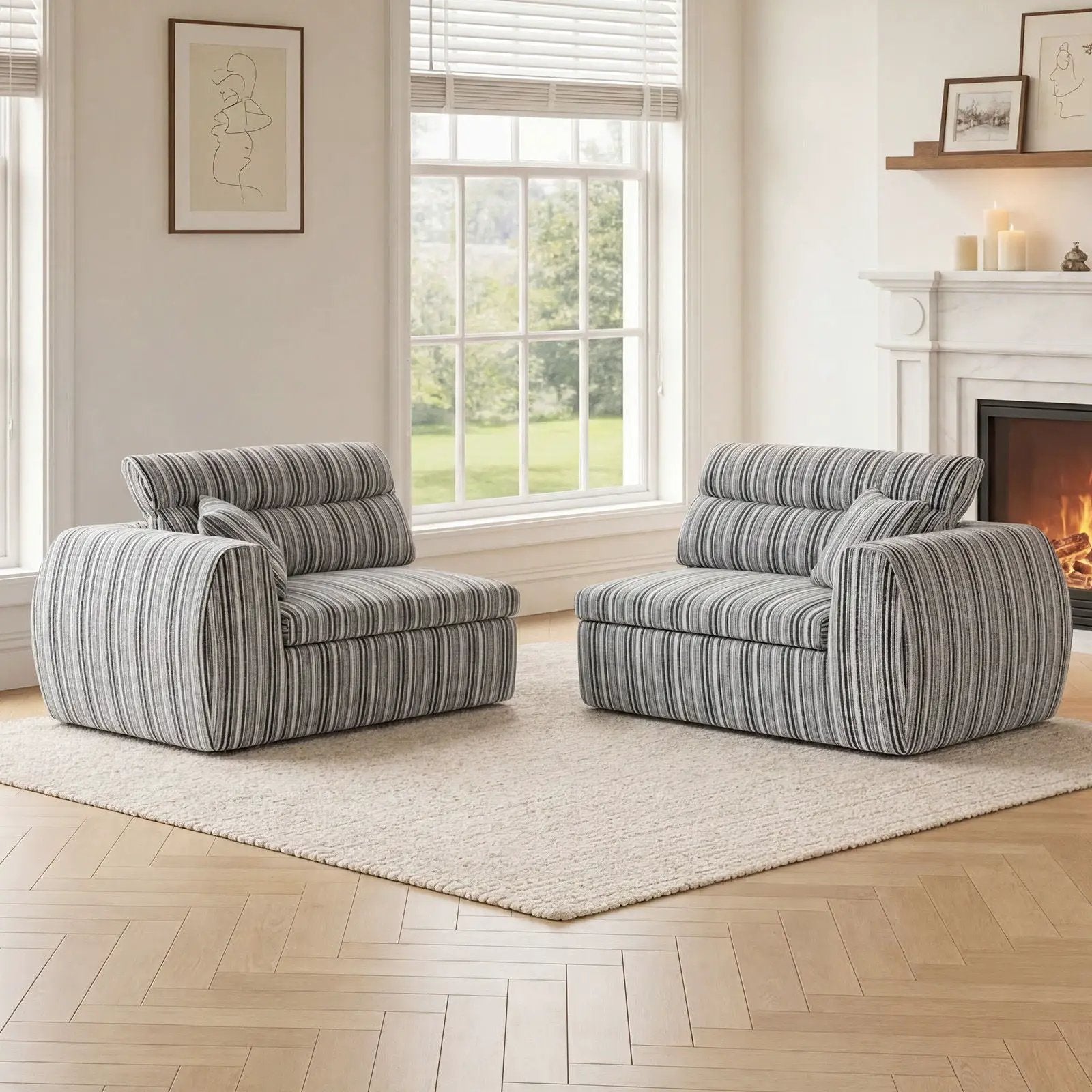 3 Seater, Couch With Throw Pillows For Living Room by Unique Piece Furniture