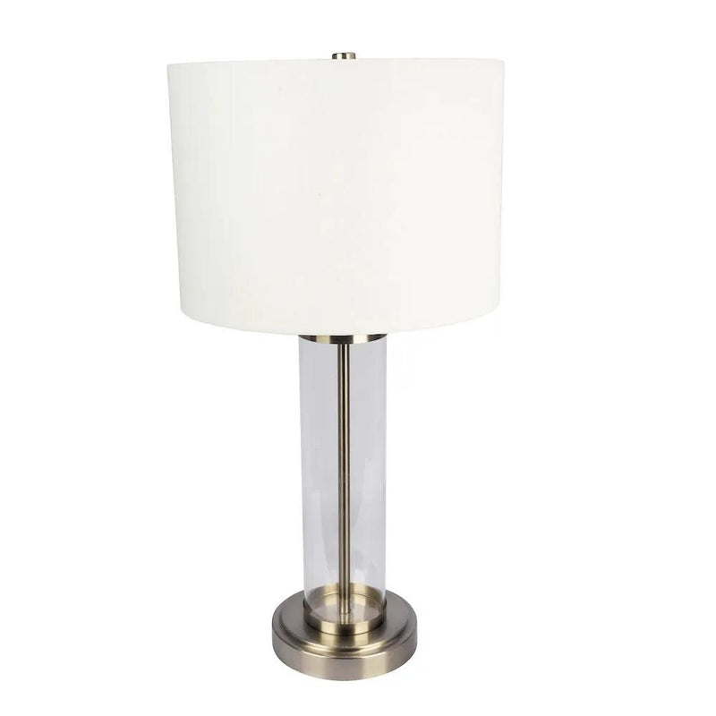 Luna - Table Lamp With On / Off Switch Clear Body Base - Clear / Silver / White by Unique Piece Furniture
