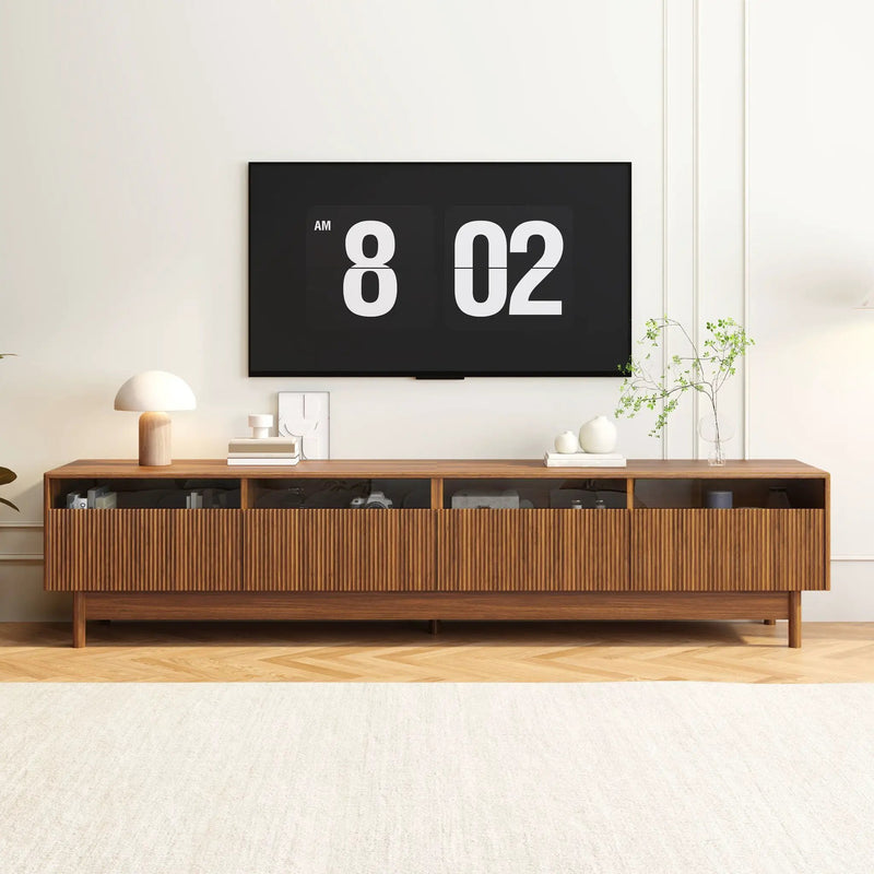 TV Stand, Entertainment Center With Fluted Drawers For Living Room - Walnut by Unique Piece Furniture