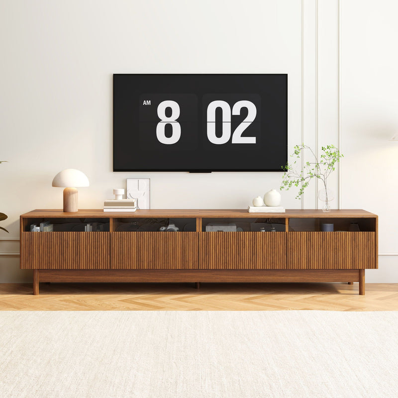 Walnut TV Stand with Fluted Drawers - Living Room Media Storage, photo 2 of 4