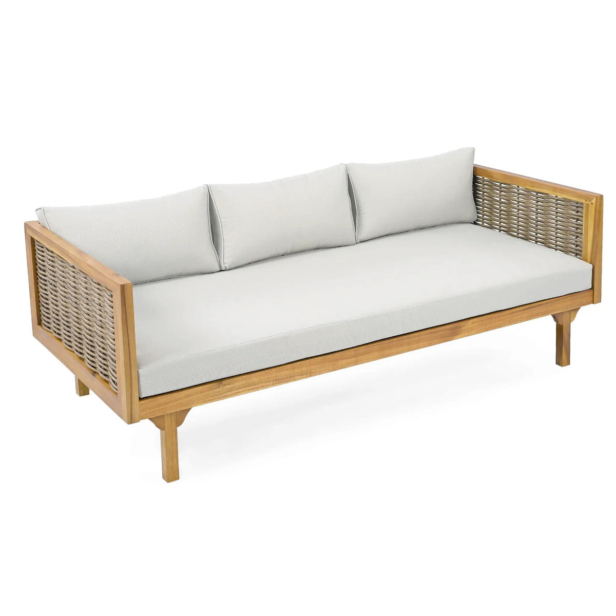 Claremont 3 Seater Daybed Teak Acacia Wood Water Resistant Cushions by HouseOfZazla