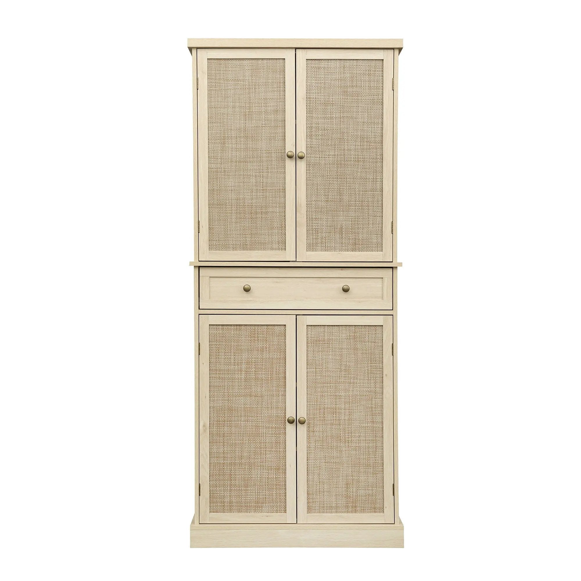 4 Door Storage Cabinet With 1 Drawer And 4 Adjustable Inner Shelves - Natural by Unique Piece Furniture
