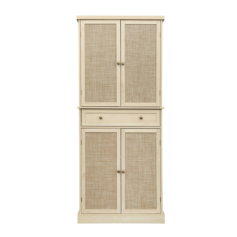 4 Door Storage Cabinet With 1 Drawer And 4 Adjustable Inner Shelves - Natural by Unique Piece Furniture