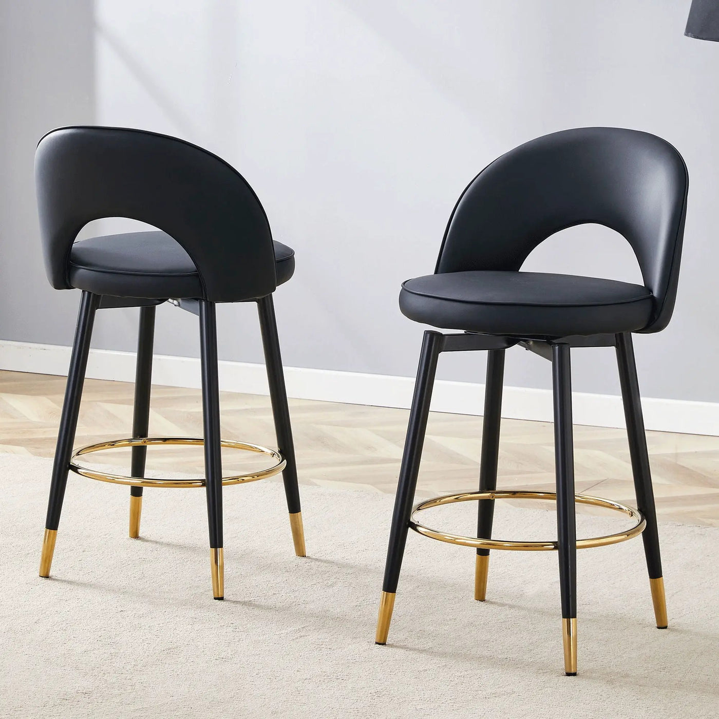 Modern Upholstered 360° Rotatable Bar Chair With Metal Legs For Dining Room (Set of 2) by HouseOfZazla