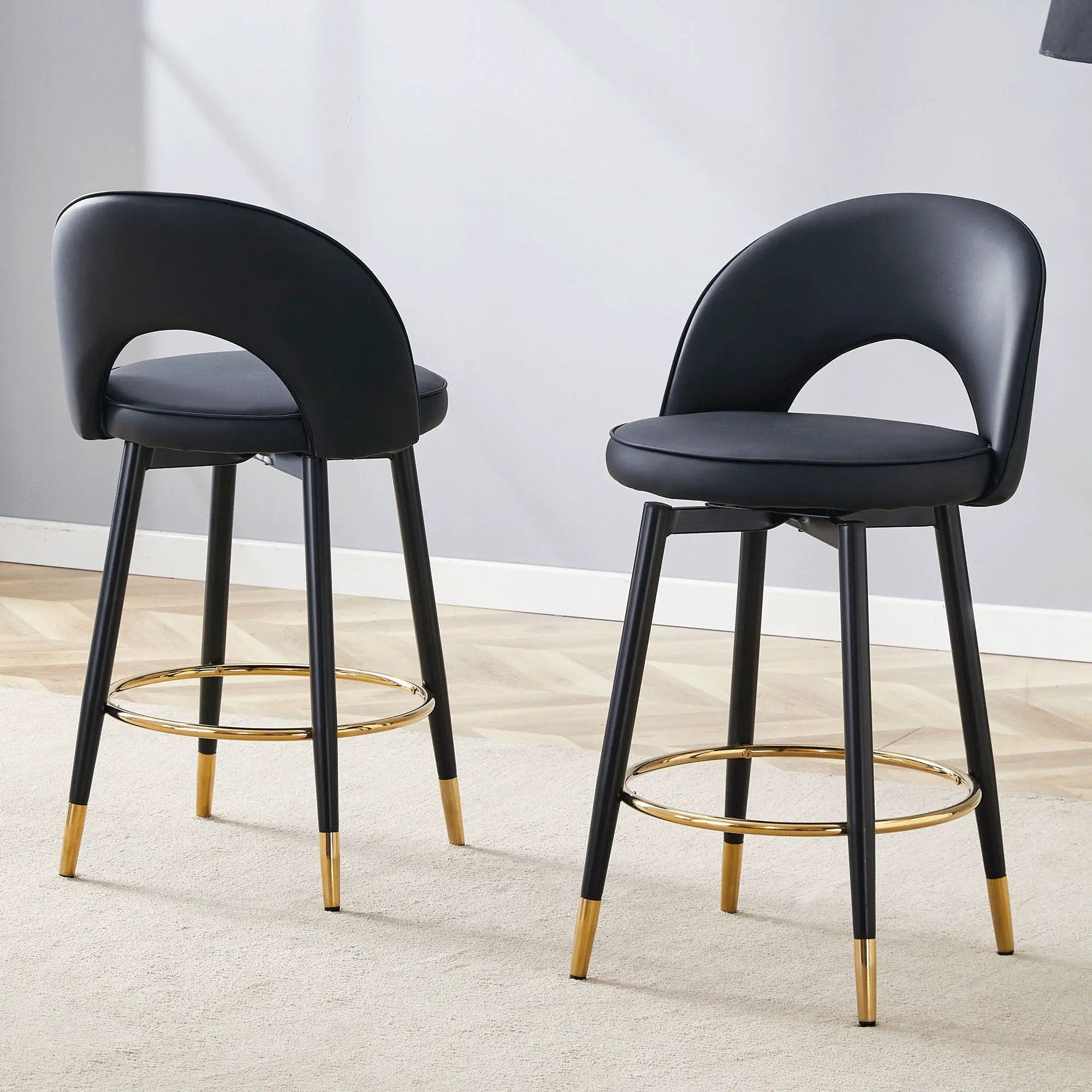 Modern Upholstered 360° Rotatable Bar Chair With Metal Legs For Dining Room (Set of 2) by HouseOfZazla