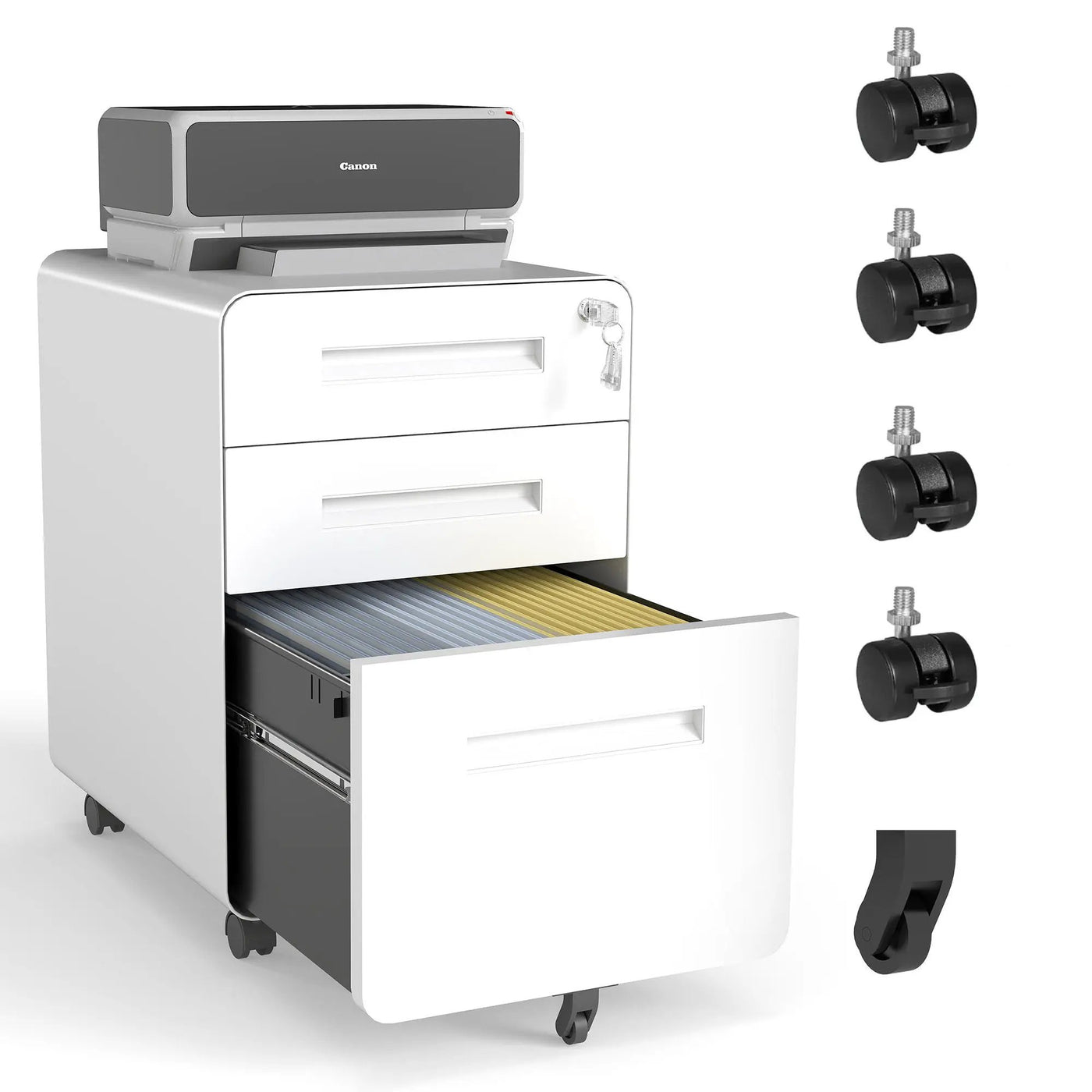 3-Drawer Mobile File Cabinet with Lock and Casters by HouseOfZazla