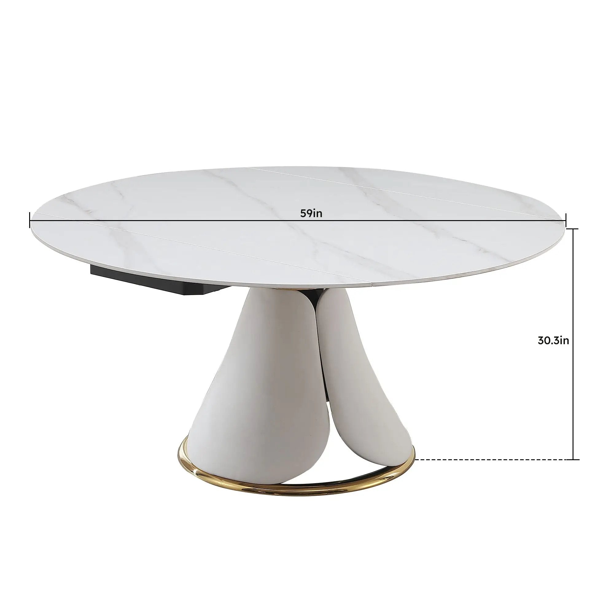 Fashion Modern Sintered Stone Dining Table With Multi Functional Retractable Design - White by HouseOfZazla