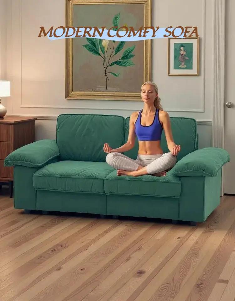 Modern Green Velvet Storage Sofa (2.5S) 78.74 Inch by HouseOfZazla