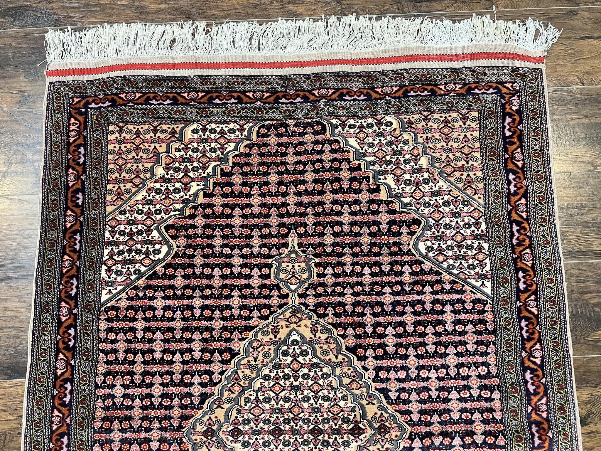 Afghan Rug 4x5, Wool with Silk Highlights, Very Fine Hand Knotted Vintage Oriental Carpet, Herati Pattern, Persian Rug, Bidjar Rug, 400 KPSI by Jewel Rugs