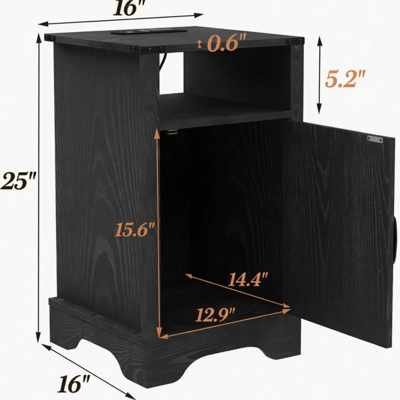 Farmhouse Nightstand, Charging Station & Storage by HouseOfZazla