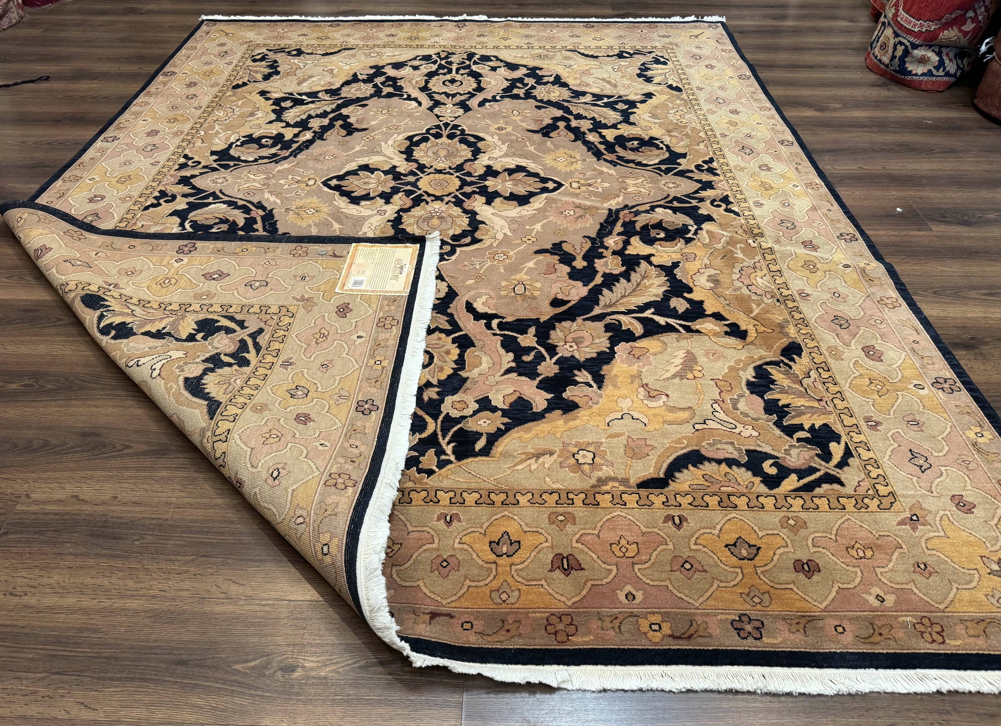 Handmade Wool Rug 8x10, Black & Dark Beige, Nourison, Traditional Rug by Jewel Rugs