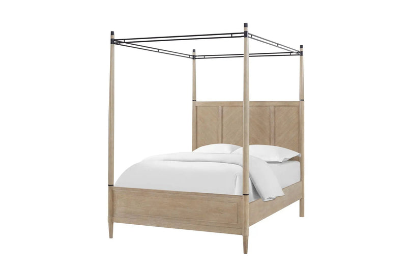 Queen Canopy Bedroom Set With A 2 Drawer Nightstand A Dresser With Poster Mirror And A Door Chest - Sand by Unique Piece Furniture