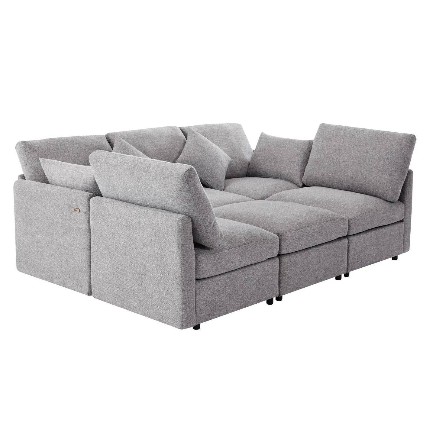 Sectional Sofa Modular U-Shaped With Ottoman & USB Ports by HouseOfZazla