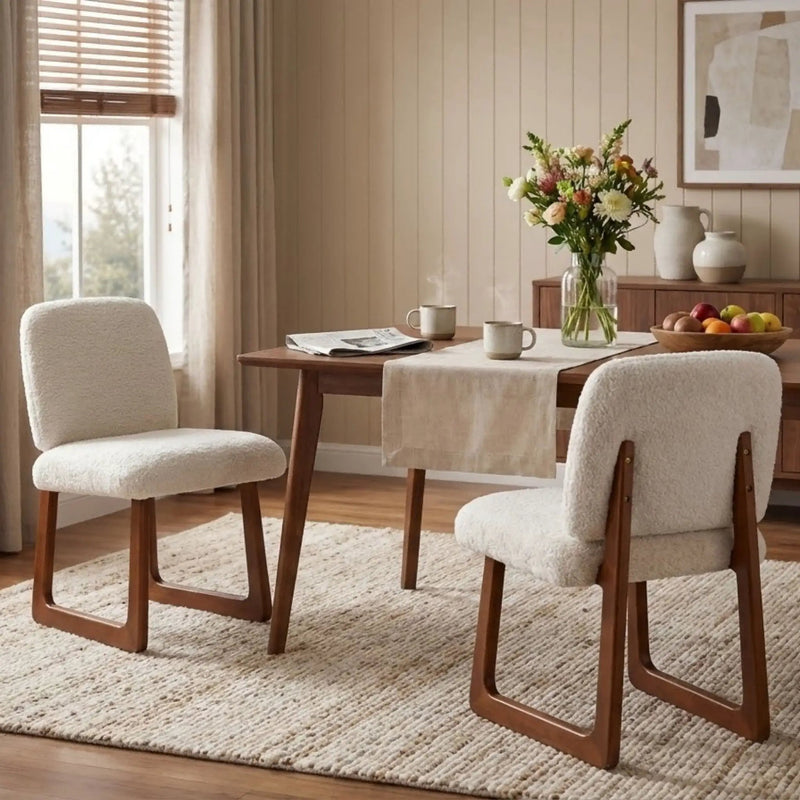 Dining Chair With Curved Legs (Set of 2) - Beige / Brown by HouseOfZazla