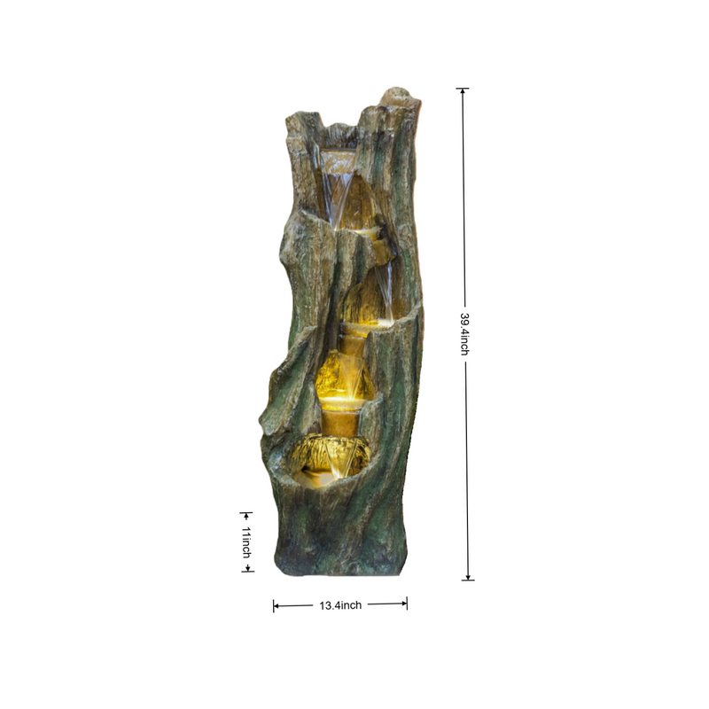 Resin Tree Trunk Outdoor Fountain 39 Inch with LED, photo 3 of 7