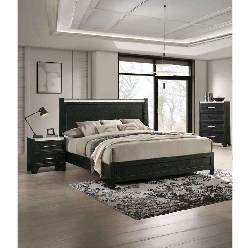 1 Piece 4 Drawers Tall Chest Bedroom Furniture - Black / White by Unique Piece Furniture