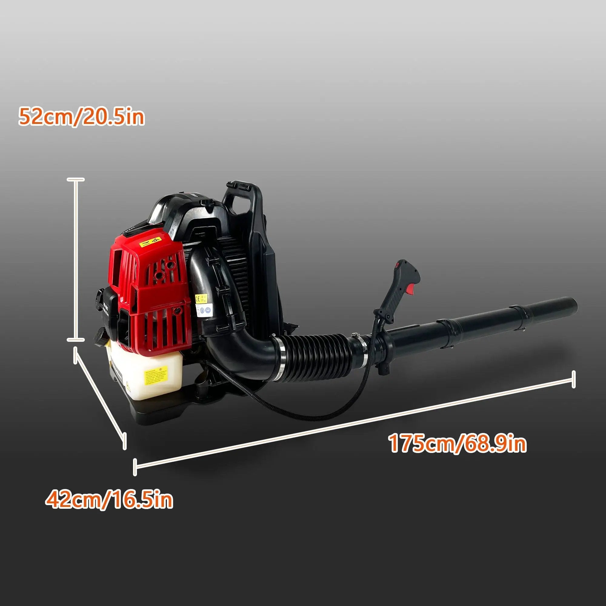 Backpack Gas Leaf Blower, 76Cc, 660Cfm, 200Mph, 4 Stroke Air Cooling Gas Backpack Grass Blower, Snow Blower Epa Compliant - Red by HouseOfZazla