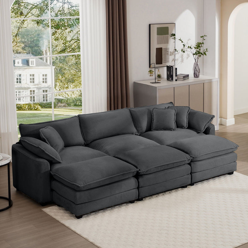 Modern Oversized Modular Cushion Sofa With Ottoman, Low Back, Deep Seating Sofa Set by Unique Piece Furniture