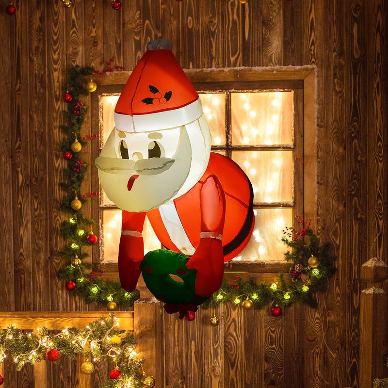 Christmas Inflatable Hanging Santa Claus with Wreath - Red & White, photo 9 of 10