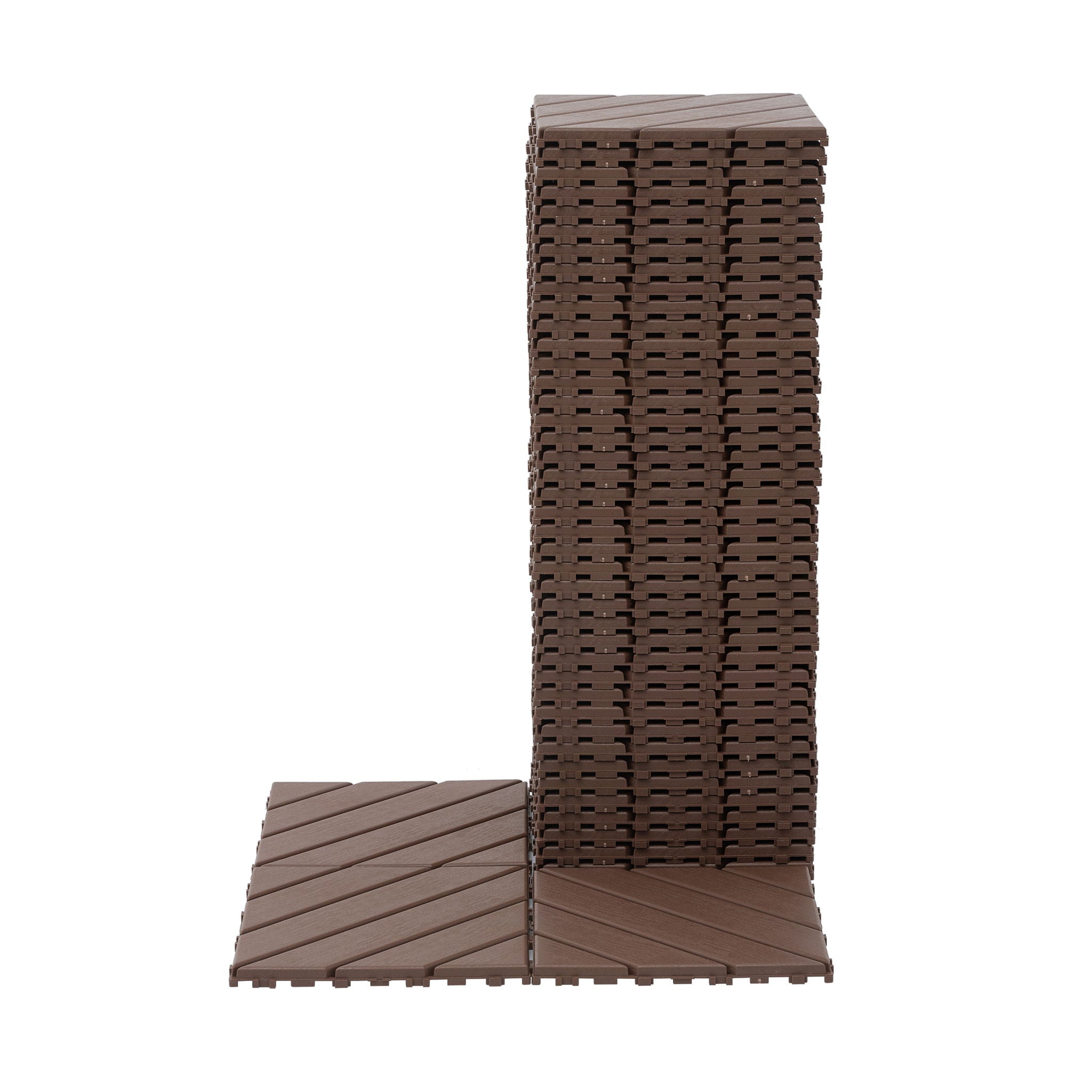 Interlocking Deck Waterproof Outdoor Patio Tiles (Set of 44) - Brown by HouseOfZazla