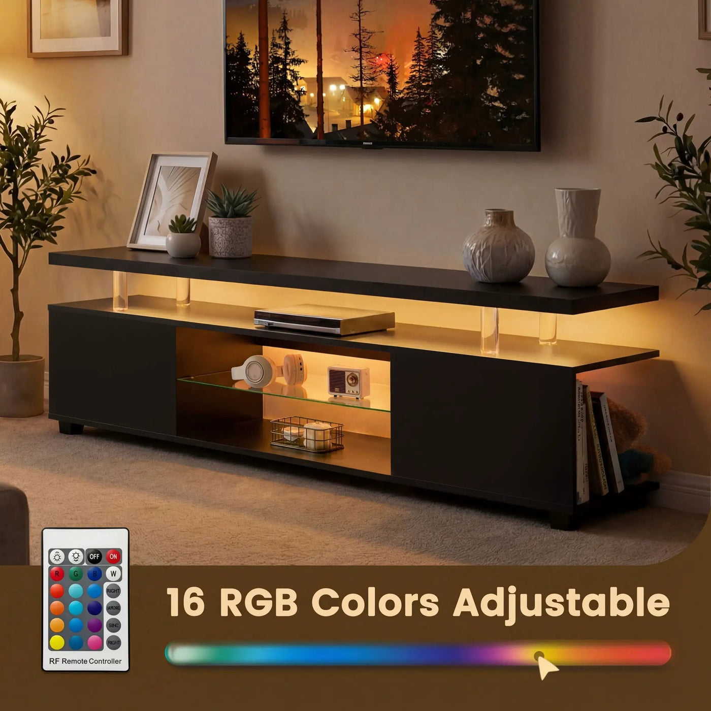 TV Stant With LED And Large Side Cabinet by HouseOfZazla