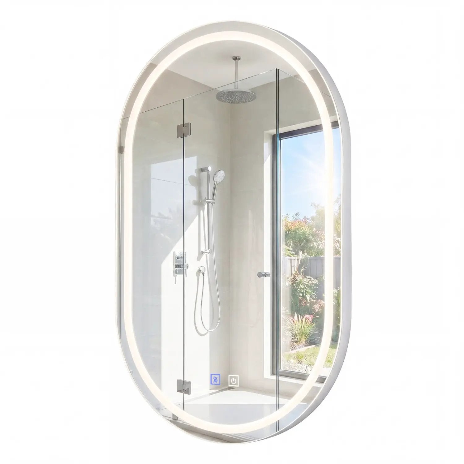 Oval LED Bathroom Mirror 32x20" with Dimming & Defogger by DirectDeals