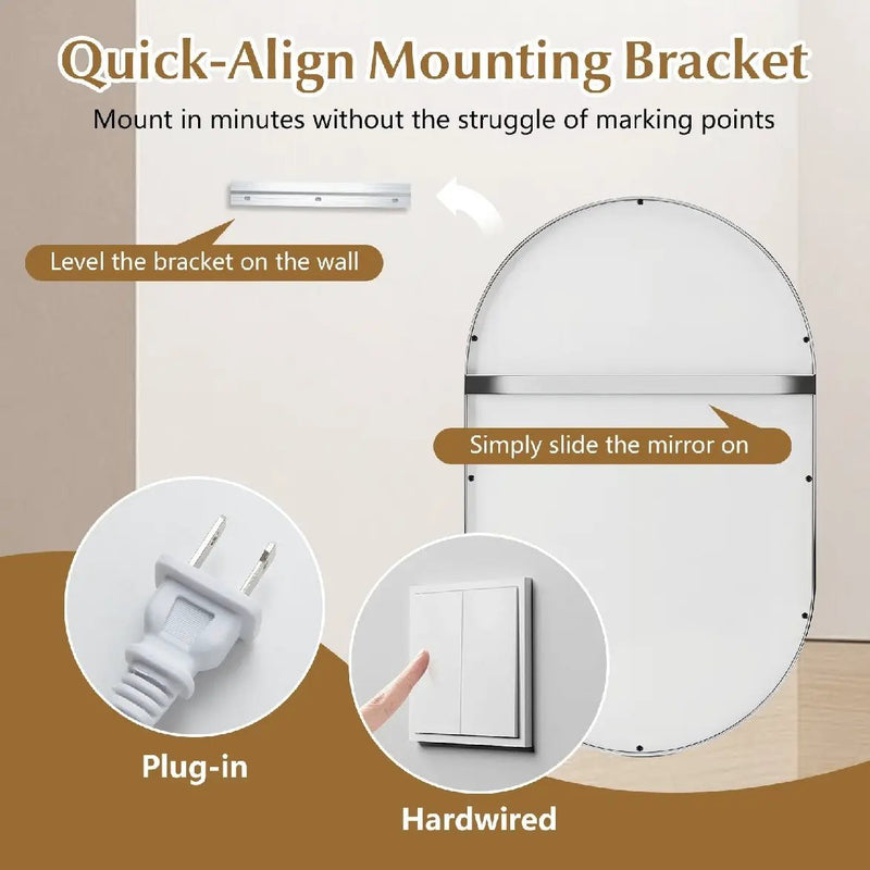Oval LED Bathroom Mirror 32x20" with Dimming & Defogger by DirectDeals