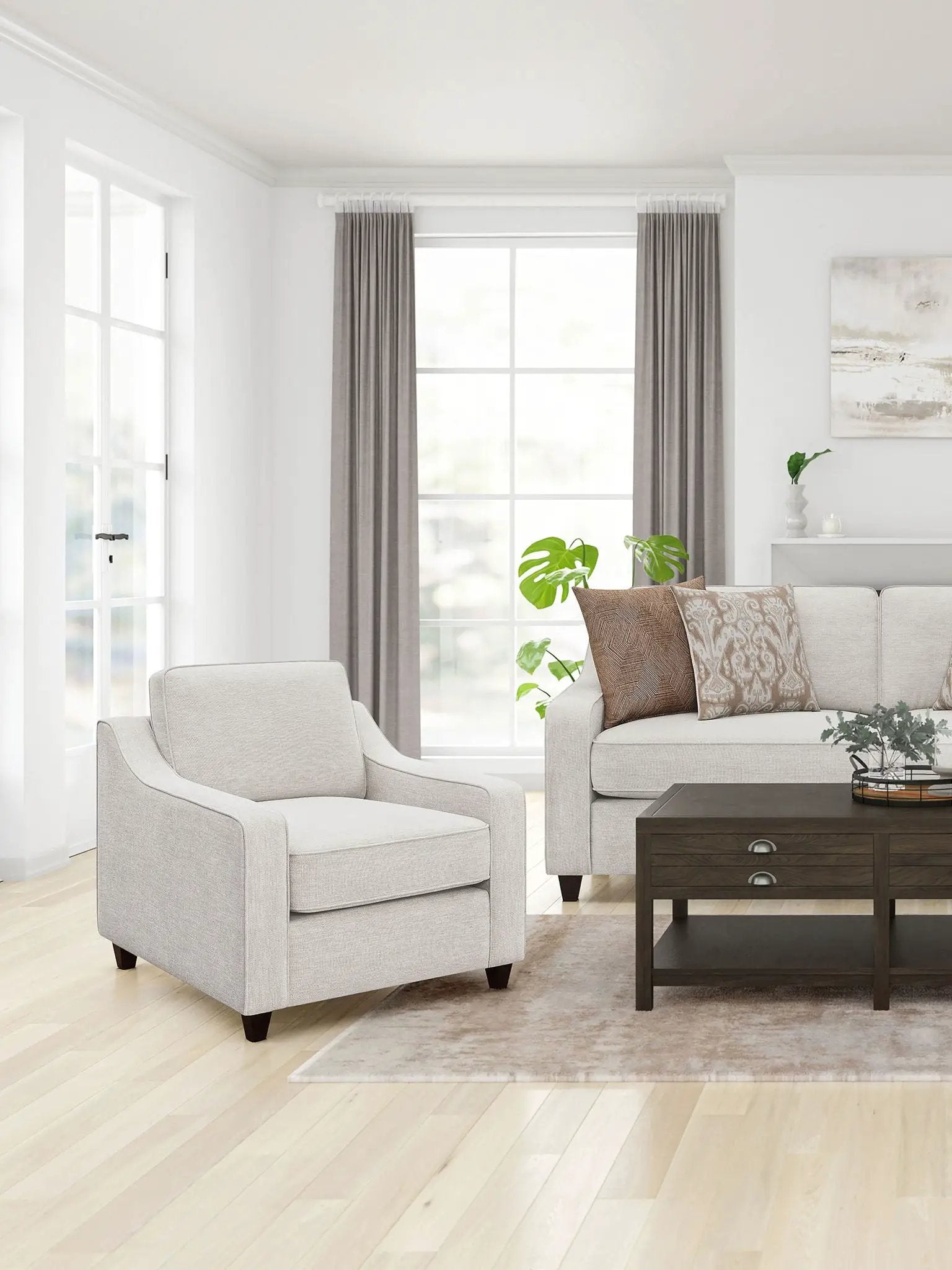 Christine Upholstered Sloped Arm Accent Chair Beige by Unique Piece Furniture