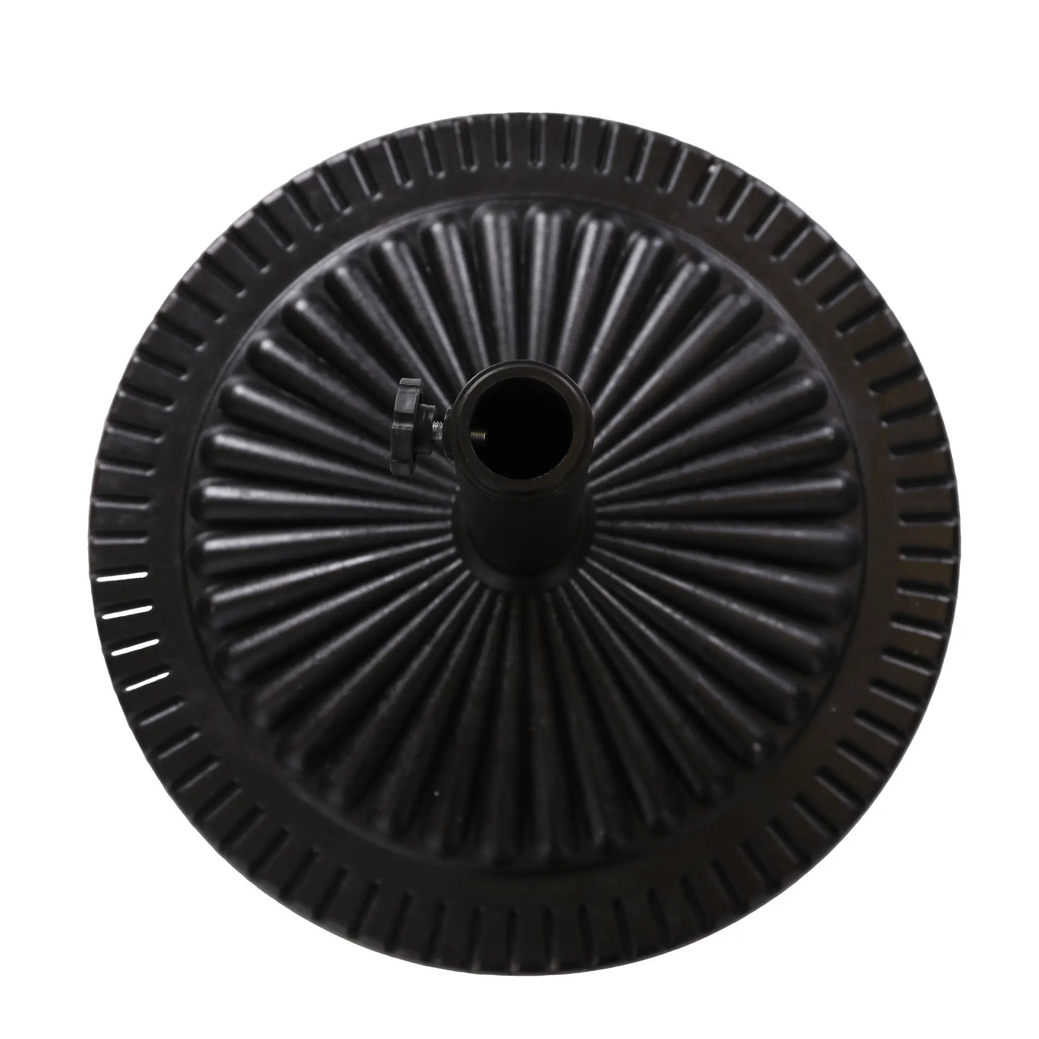 Black Rock Resin Outdoor Umbrella Base with Steel Support in Black Finish by HouseOfZazla
