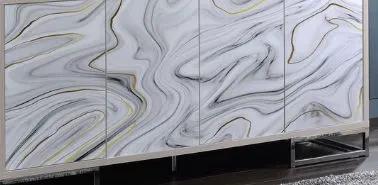 Panos - Console Cabinet - White Marcle / Chrome by Unique Piece Furniture