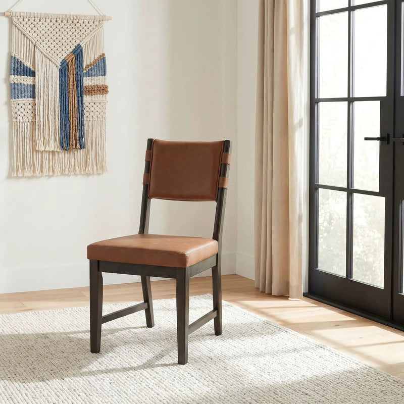 Tegan Faux Leather Upholstered Dining Side Chair Cognac (Set of 2) by Unique Piece Furniture