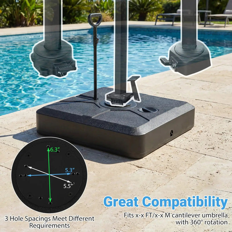 330 lbs Weighted Cantilever Umbrella Base with Wheels and Retractable Pull Rod by DirectDeals