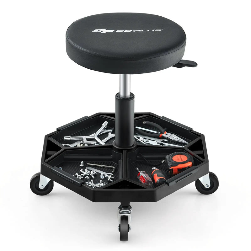 330 LBS Capacity Pneumatic Rolling Mechanic Stool with Padded Seat by DirectDeals
