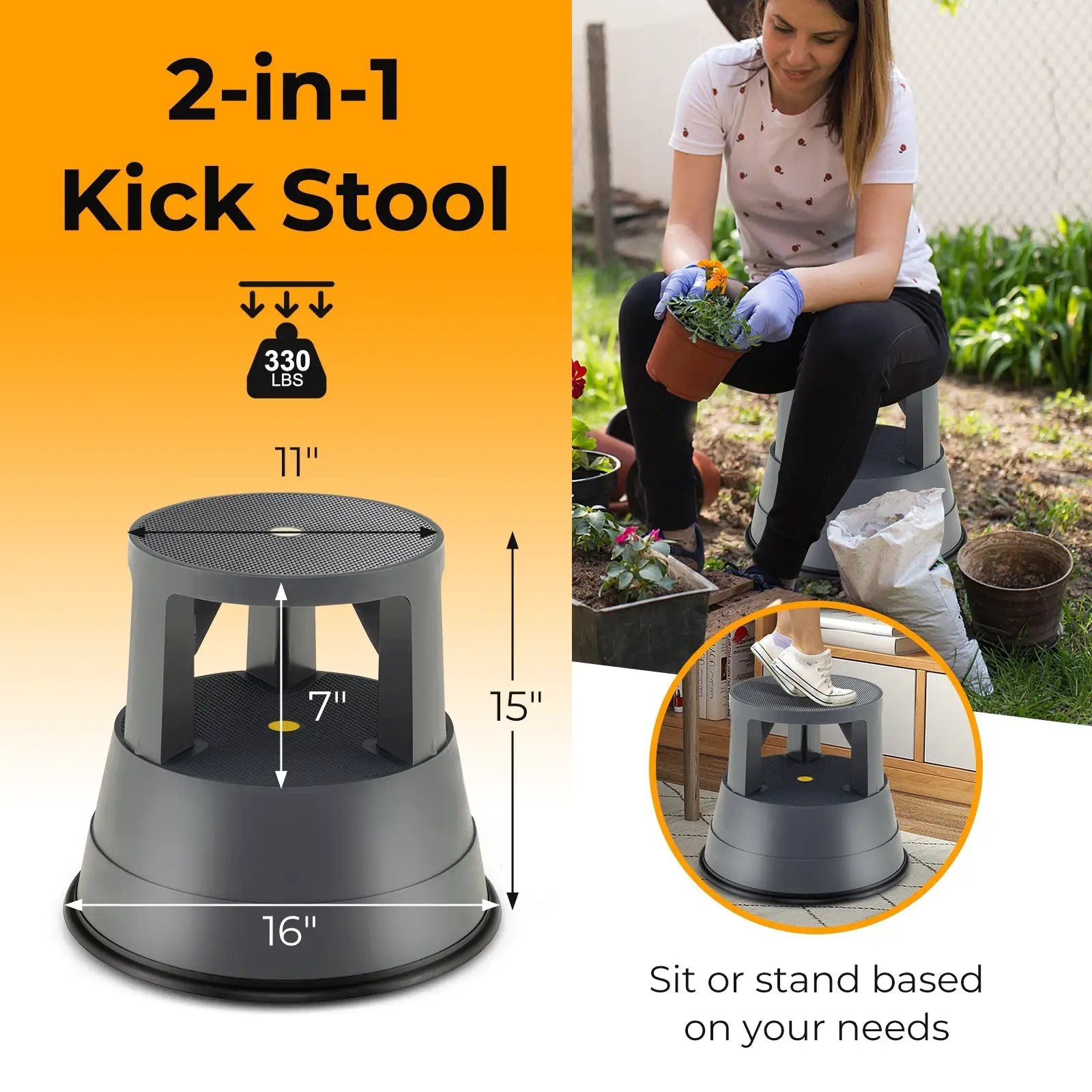 330 lbs Step Stool with Non-Slip Rubber Platform by DirectDeals