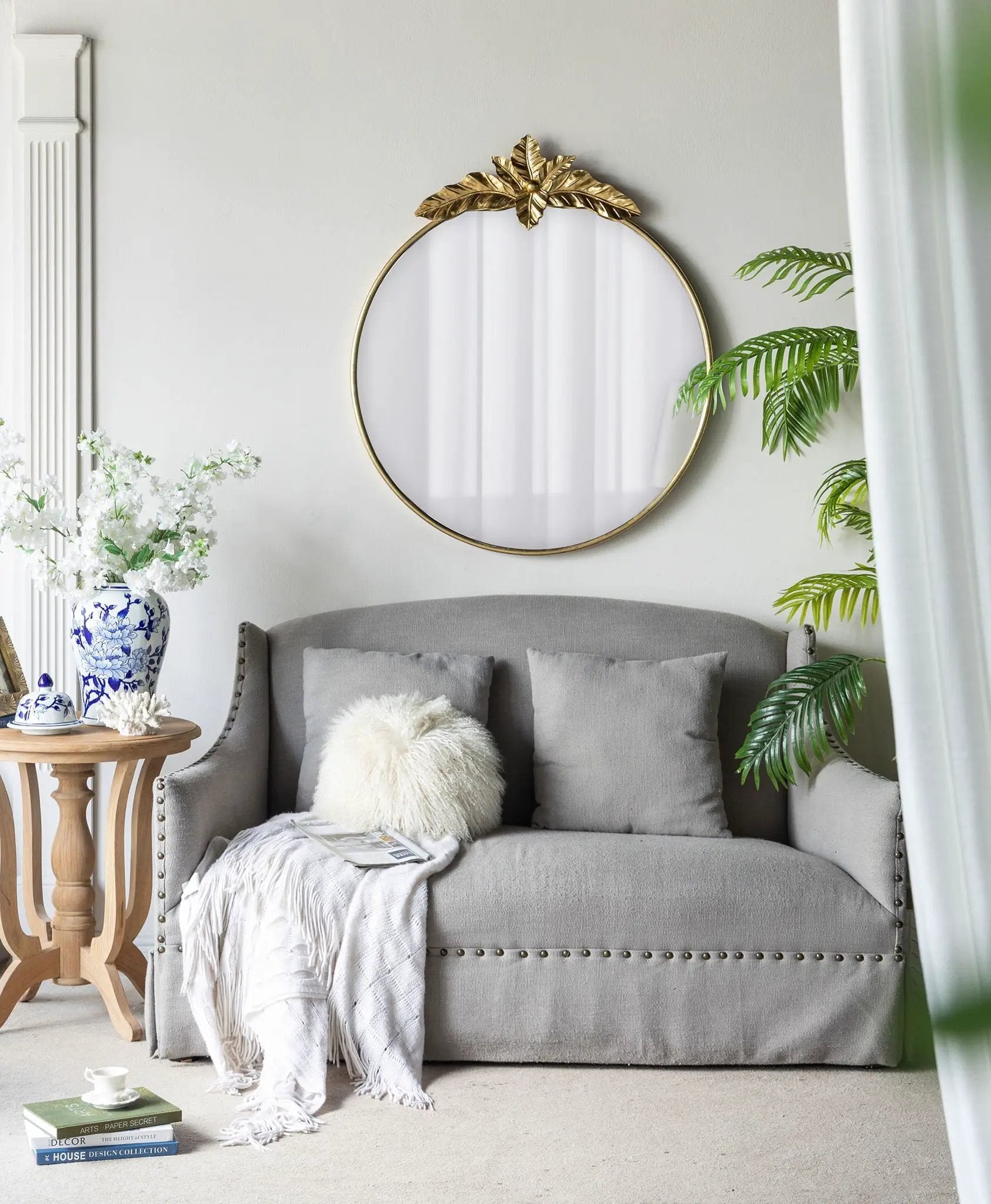 Large Round Wall Mirror With Metal Frame, Circle Accent Mirror For Living Room Bedroom Entryway - Gold by Unique Piece Furniture