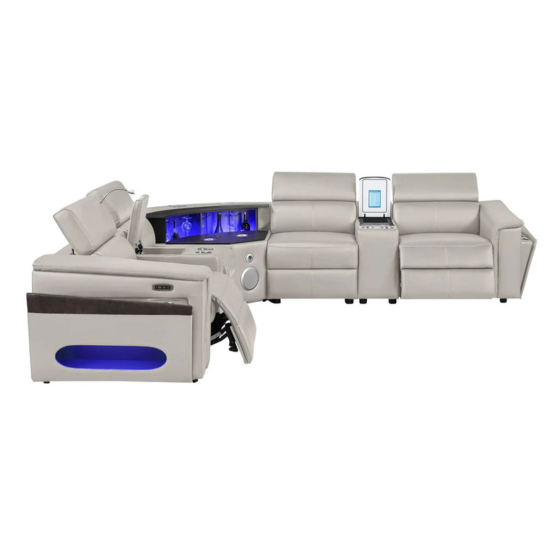 Nova - Sectional With Bluetooth Speaker, LED And Lifting Wine Cabinet by HouseOfZazla