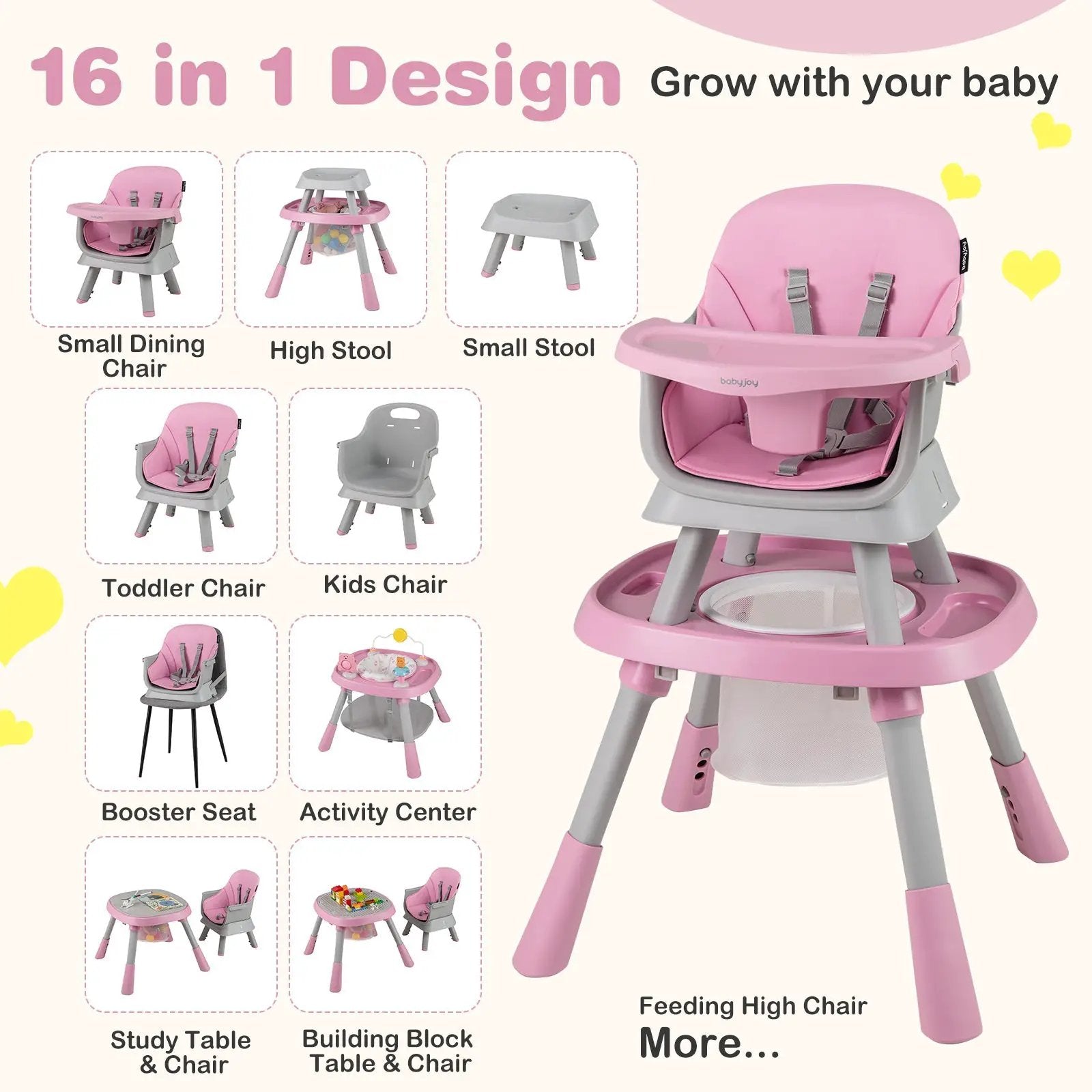16-in-1 Baby High Chair with Activity Center and Booster Seat for Babies and Toddlers by DirectDeals