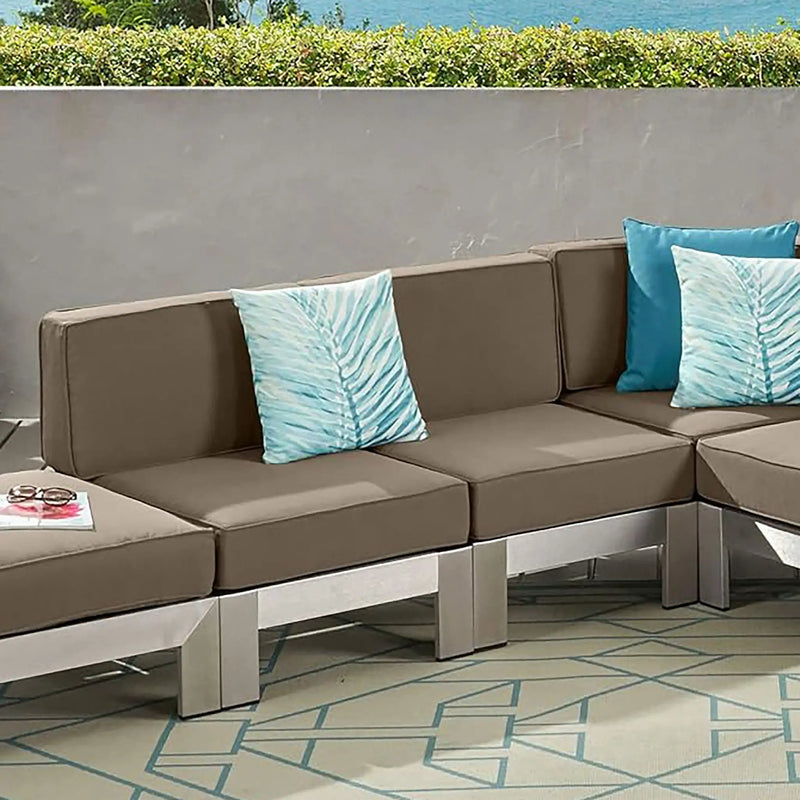 Outdoor Aluminum Armless Chair With Cushion - Silver by HouseOfZazla
