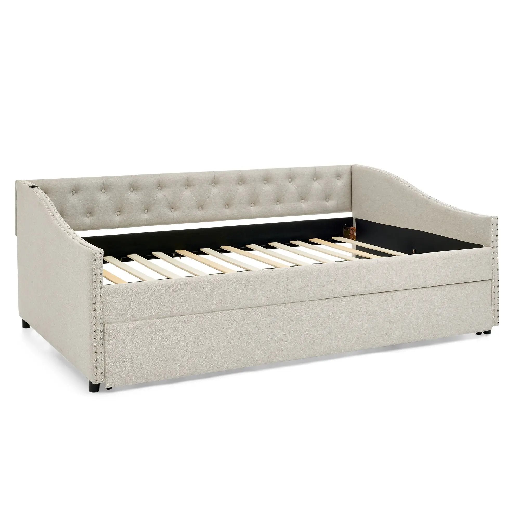 Upholstered Daybed With USB Charging & Pull Out Bed by Unique Piece Furniture