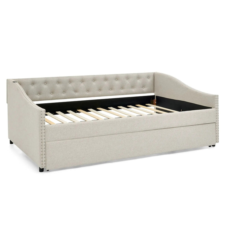 Upholstered Daybed With USB Charging & Pull Out Bed by Unique Piece Furniture