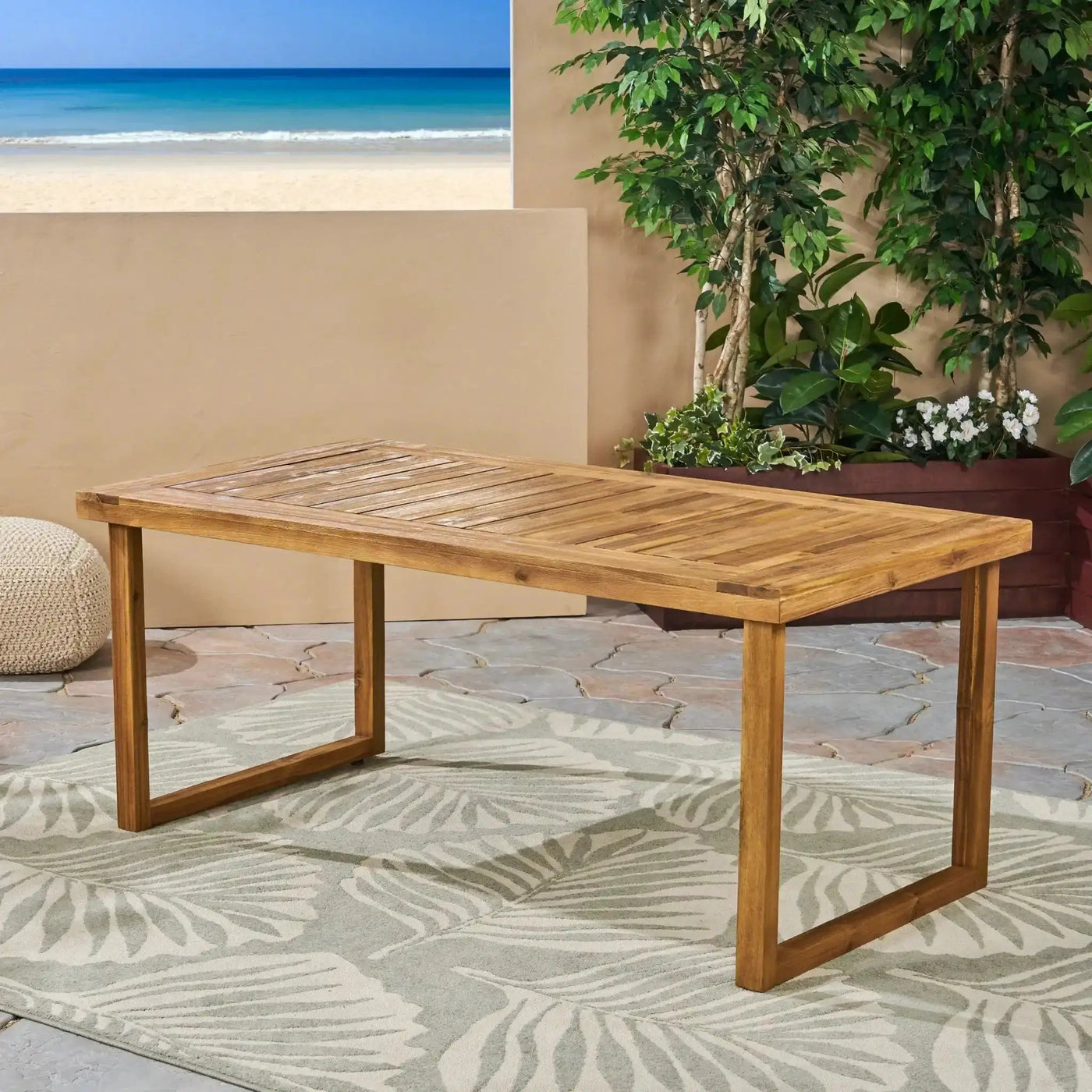 Outdoor Acacia Wood Dining Table, Sandblast Finish by HouseOfZazla